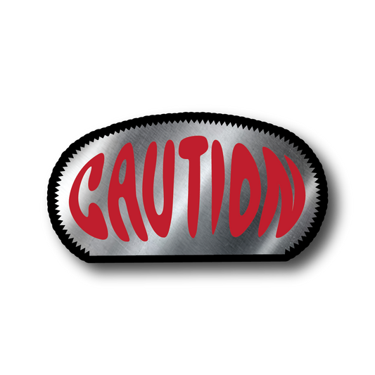 "Caution" Metallic Sticker